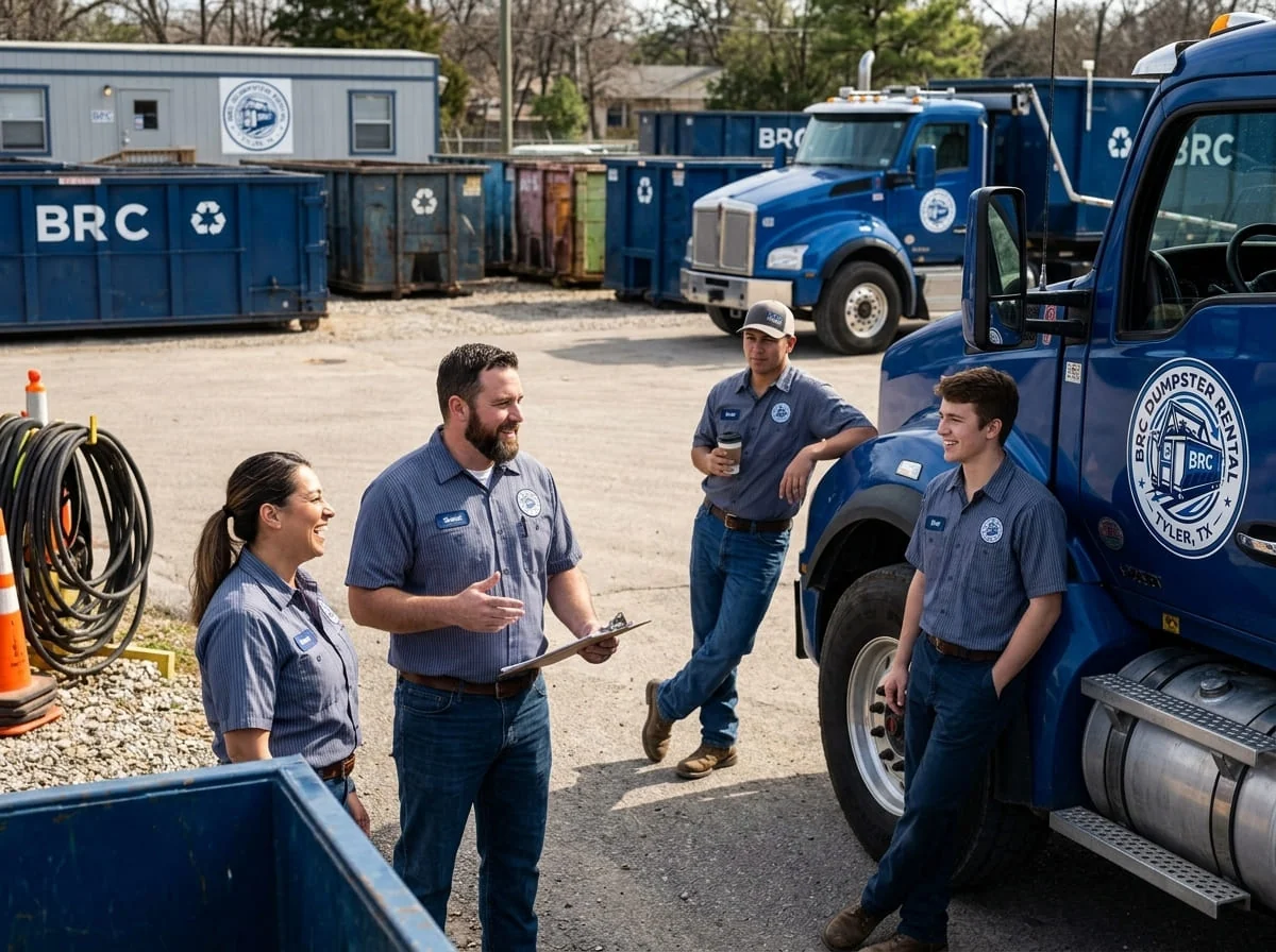 BRC Dumpster Rental Tyler crew at the yard